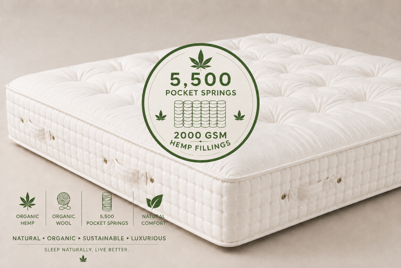 100% Organic Hemp 5500 Pocket Spring Egyptian Cotton Mattress