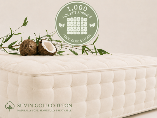100% Organic Suvin Gold Cotton Coco Coir Wool 1000 Pocket Spring Mattress