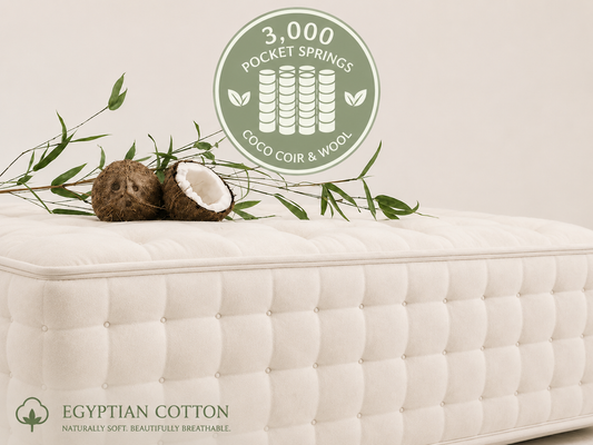 100% Organic Egyptian Cotton & Coco Hair & Wool  3000 Pocket Spring Mattress
