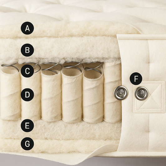 100% Organic Wool & Cotton Quilted 1500 Pocket Spring Mattress