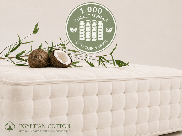100% Organic Egyptian Cotton Coco Coir Wool 1000 Pocket Spring Mattress