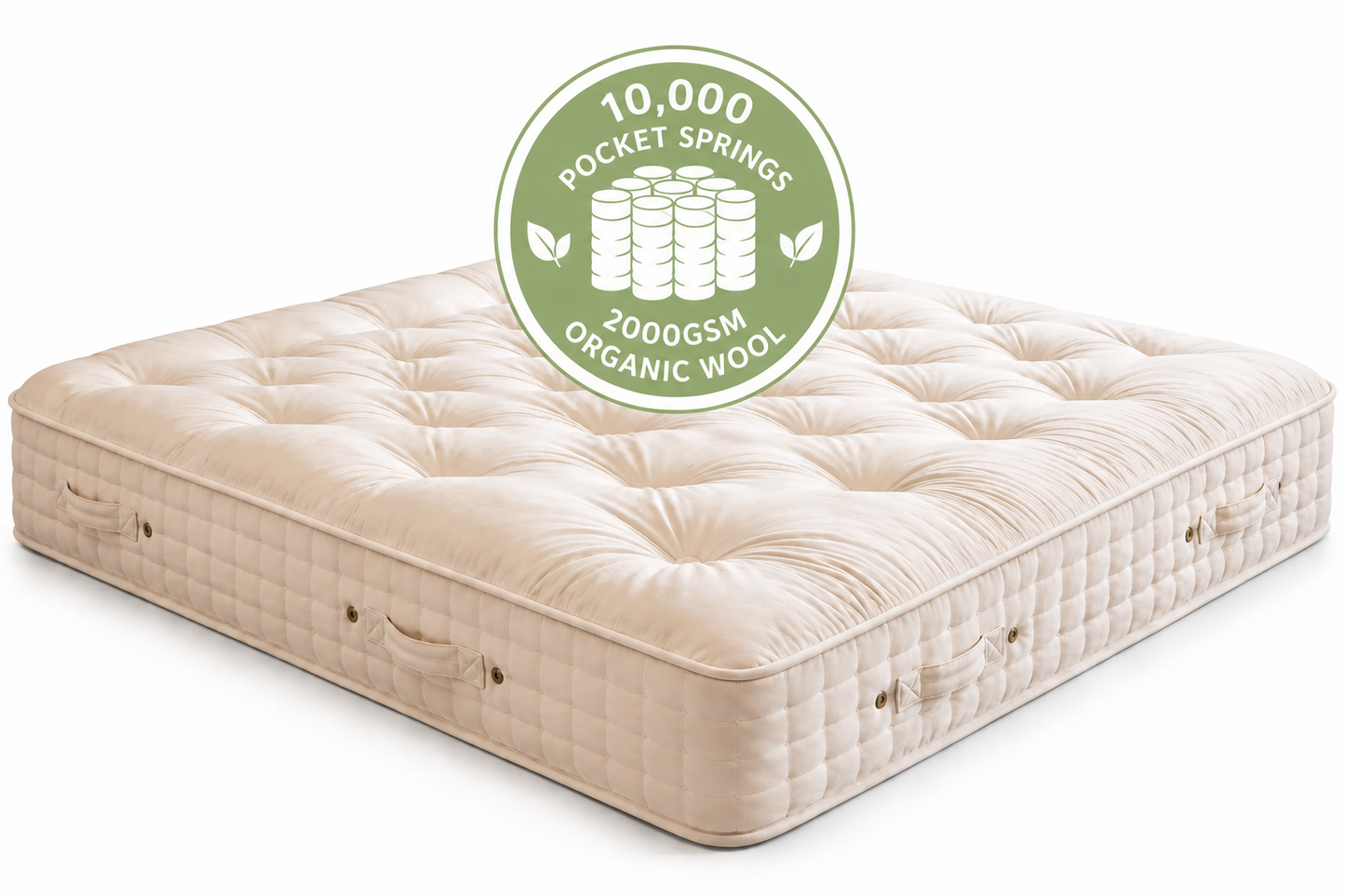 100% Organic Wool & Suvin Gold Cotton Supreme 10,000 Pocket Spring Hand Tufted Mattress