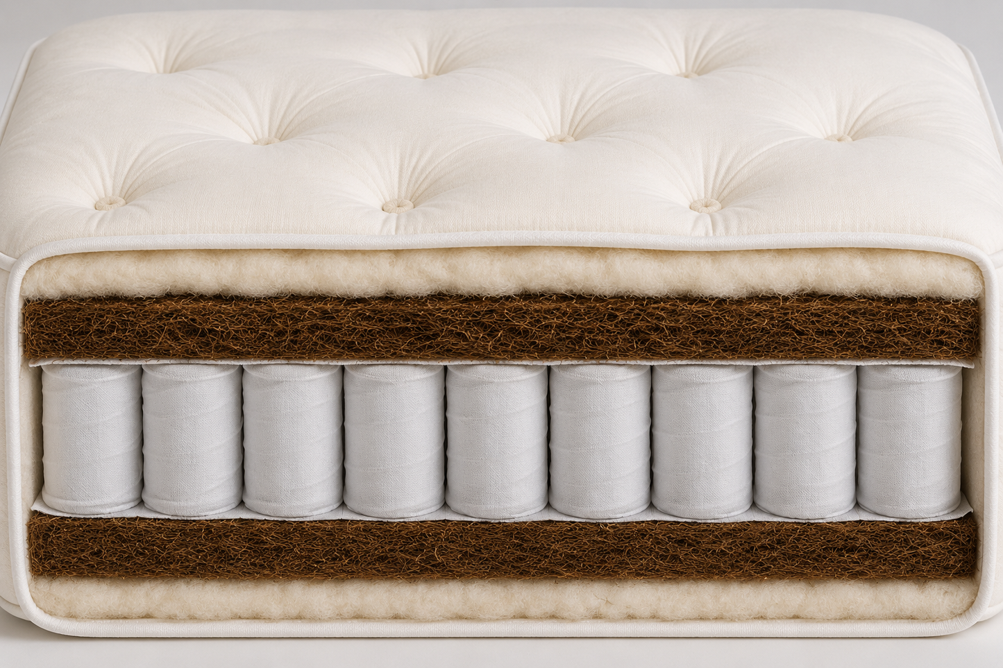 100% Organic Egyptian Cotton Coco Coir Wool 1000 Pocket Spring Mattress