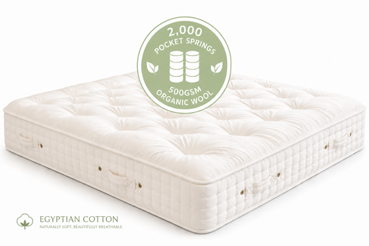 100% Organic Wool & Cotton 2000 Pocket Spring Hand Tufted Mattress