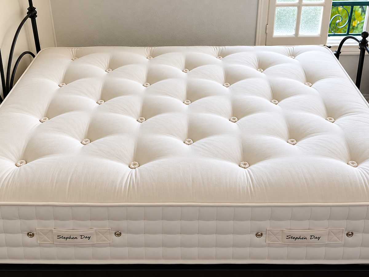 100% Organic Egyptian Cotton 5500 Pocket Spring Mattress Organic Wool, Cashmere & Silk 2500 GSM Filled Mattress