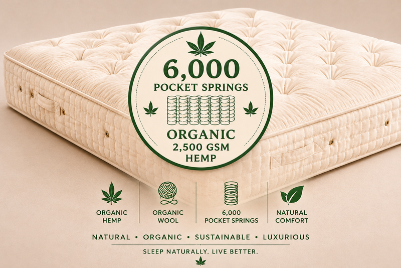 100% Organic Hemp 6000 Pocket Spring Suvin Gold Cotton Mattress