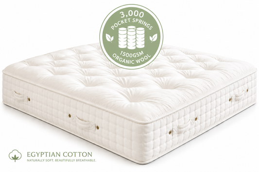 100% Organic Hand Tufted 3000 Air Suspension Pocket Spring Wool & Cotton Mattress