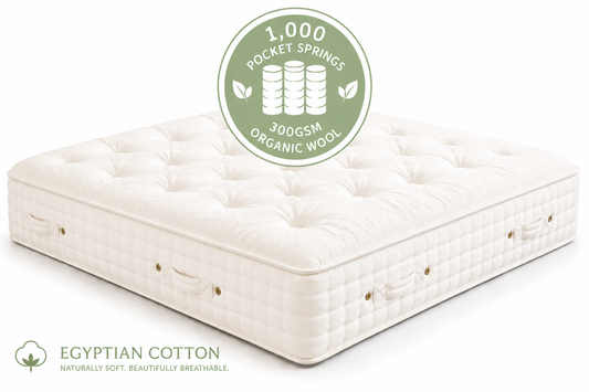 100% Organic Wool & Egyptian Cotton Mattress 1000 Pocket Spring